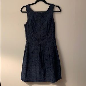 Navy Blue and Black, Low Back, Patterned Dress